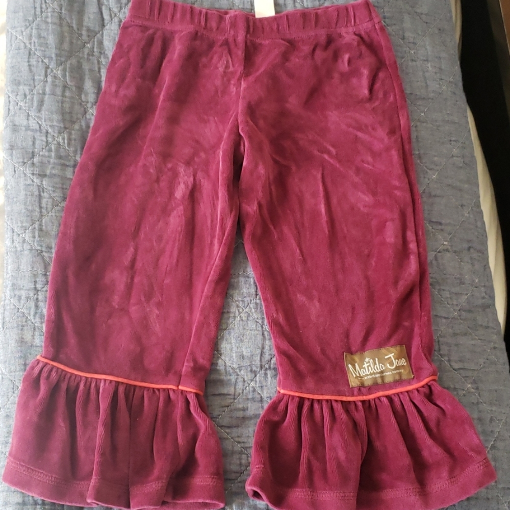 Size 4 wine color velour Ruffles.